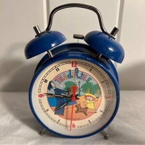 Vintage 1998 Madeline blue twin-bell alarm clock manufactured by Schylling 90s